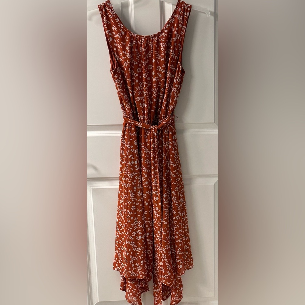 Dress Barn Asymmetrical Red Floral Dress
